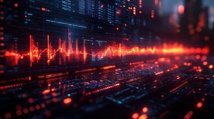 Poster - Cyberpunk Cityscape: Digital Data Streams