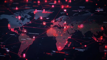 Poster - A digital concept representing ICOAST-INTERNET, with interconnected global maps and data points, symbolizing modern internet technology