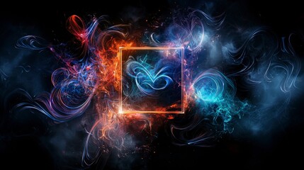 Aufkleber - Abstract artistic background digital art vibrant swirls creative design nighttime unique visual concept
