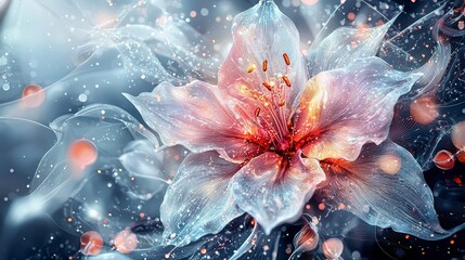 Poster - Luminous floral design art digital space abstract illustration colorful palette close-up botanical concept