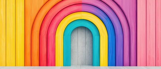 Poster - Colorful archway design creative studio graphic artwork bright environment eye-level view vibrant concept