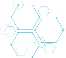 Poster - hexagon technology corner pattern. hexagon technology element design. blue hexagon seamless pattern 