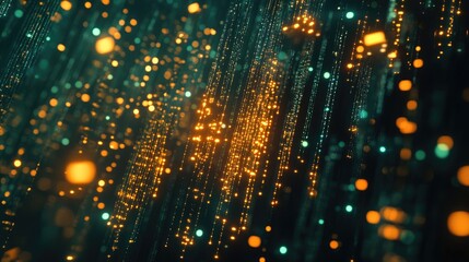Poster - Abstract visualization of fintech and digital currencies, with glowing money symbols and blockchain networks representing modern financial technology