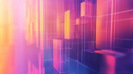 Aufkleber - Conceptual 3D image of an abstract chart with a blurred background and copy space, symbolizing modern data analysis and business presentations