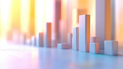 Aufkleber - Conceptual 3D image of an abstract chart with a blurred background and copy space, symbolizing modern data analysis and business presentations