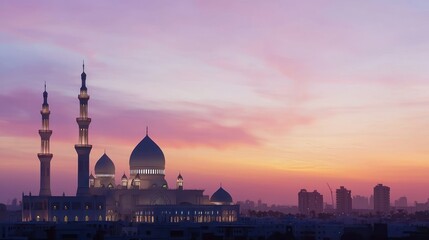 Wall Mural - Mosque Silhouette at Sunset