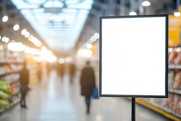 Wall Mural - Mockup advertising board in front of supermarket Blank price list board Mock up billboard for your text messege or mock up supermarket