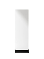 Poster - A clean white roll up banner stand on a black base provides a blank template for advertising or promotional materials.