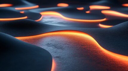 Fototapete - Abstract Lava Flows Across Dark Textured Surface