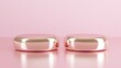 © lisa - Two Rose Gold Cylindrical Platforms On Pink Background