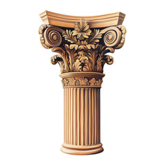 Poster - A highly detailed rendering of a classical column showcasing intricate carvings and architectural design elements.