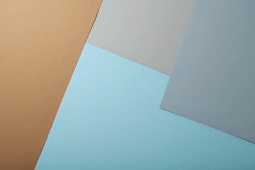 Poster - From above layout of colorful cardboard sheets in brown, grey and blue shades.