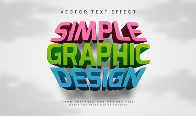 Wall Mural - 3d Colorful editable vector text effect with minimalist comic style