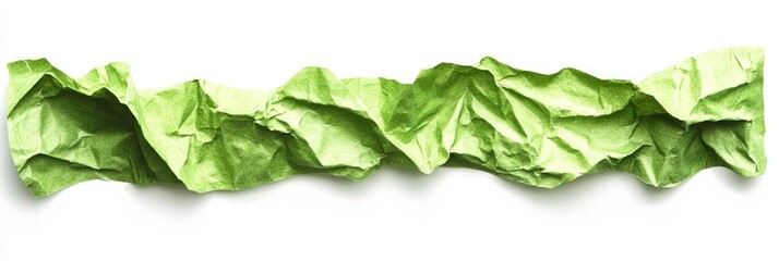 Aufkleber - Crumpled light green paper strip isolated on white background.