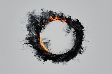 Fiery black circle abstract art.