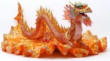 Orange Chinese Dragon Puppet on White