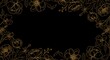 © Josh Zachary - Delicate hand-drawn floral motifs with thin golden outlines on a black background, luxurious and elegant. with wide textspace or copyspace
