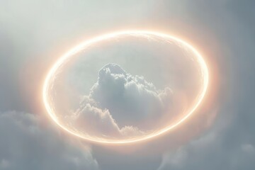 Aufkleber - A captivating view of a glowing halo around a cloud in a serene sky, evoking a sense of wonder and tranquility in nature's beauty.