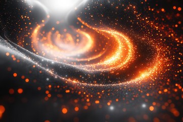 Poster - A stunning cosmic swirl of vibrant orange and white particles resembling a galaxy, evoking a sense of wonder and exploration in the universe.