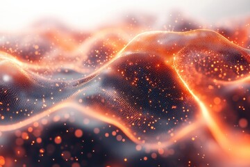 Aufkleber - A stunning visualization of glowing orange and black waves, resembling molten lava flowing across a surreal landscape rich in texture and movement.