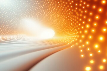 Poster - A vibrant abstract image featuring flowing waves and luminous dots. The warm tones create a sense of movement and energy, perfect for visual projects.