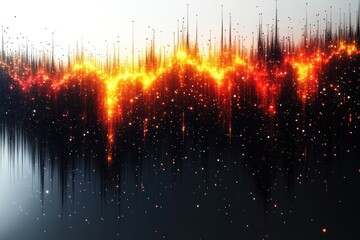 Aufkleber - An abstract visual of vibrant orange and black waves, resembling sound patterns, creating a striking and dynamic energy-filled background.