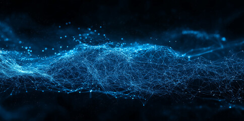 Fototapete - Abstract illustration of digital data. Light impulses, elegant backdrop of bokeh particles for modern technology or abstract art