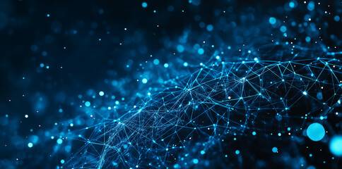 Fototapete - Abstract communication background with connecting dots and lines. Plexus effect. 