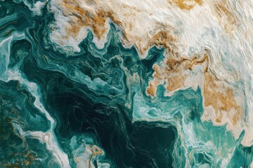 Poster - Stunning abstract view of vibrant green and gold patterns in nature, showcasing fluid movement and organic textures. Perfect for ecological and artistic themes.
