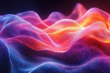 Fototapete - Vibrant abstract waves of color flow seamlessly, creating an ethereal atmosphere. Ideal for digital art projects and modern design inspirations.