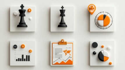 Aufkleber - Corporate infographic design chess elements and data analytics for enhanced strategic planning