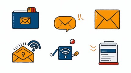 Fototapete - Enhancing digital communication exploring chat bubbles emails phones and wifi standards in modern technology settings