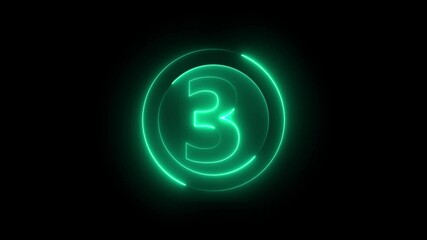 A circle with a neon icon on a black background and the text 3 in the middle of it.