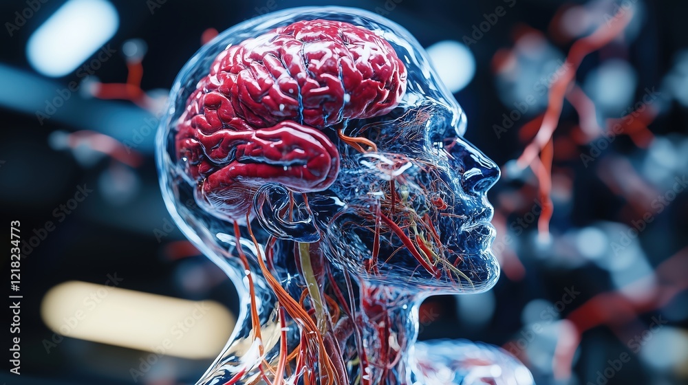 Human body's fight or flight response illustrated science lab 3d render ...