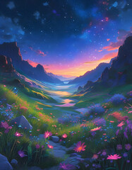 Wall Mural - Starry Night Valley