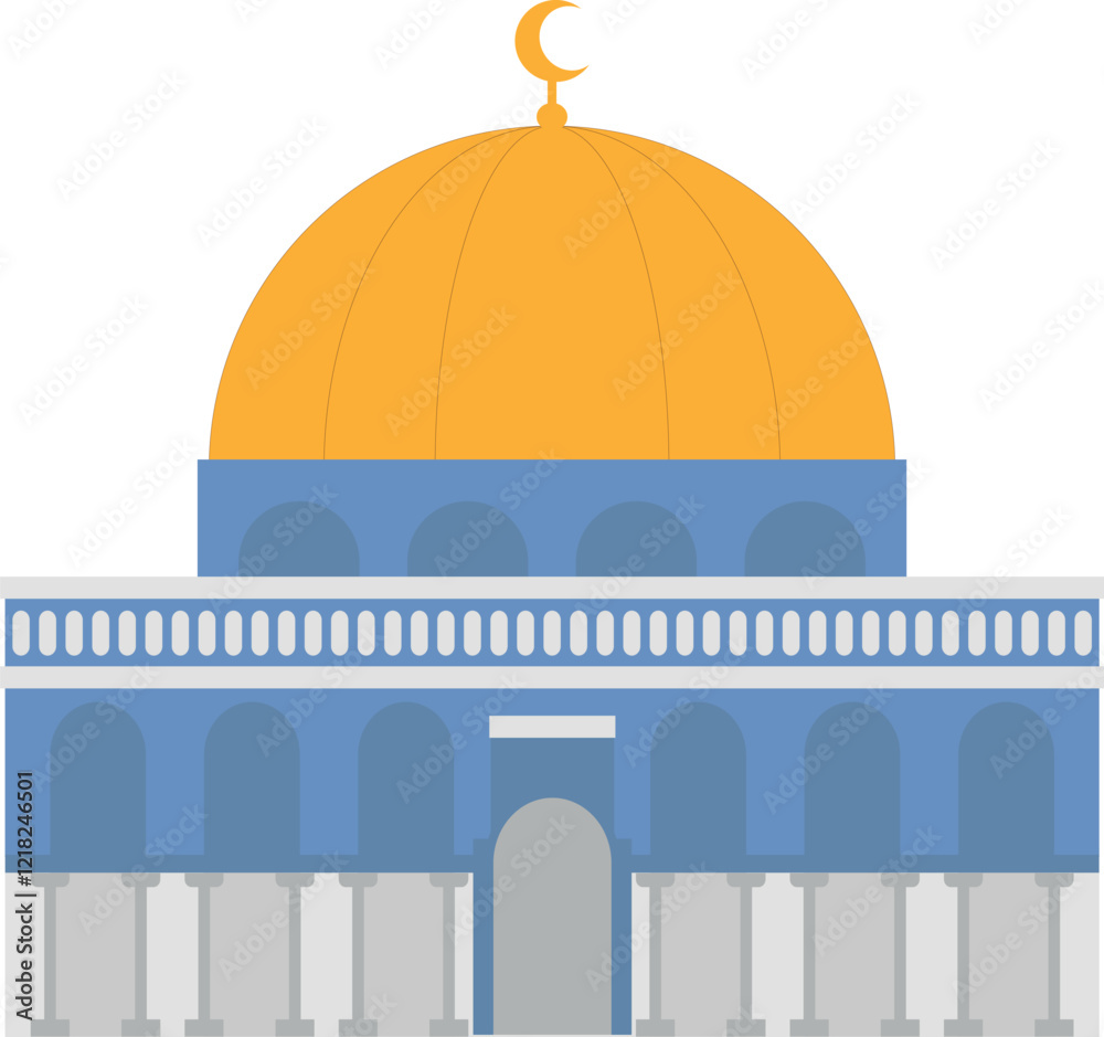 Al Aqsa mosque landmark illustration in Palestine. element vector for ...