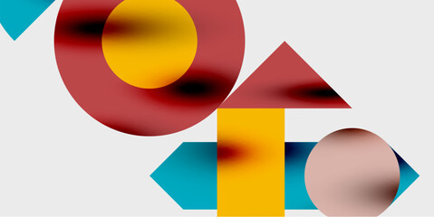Aufkleber - Modern abstract background featuring circles, lines, and triangles in a dynamic geometric composition. Perfect for stylish, tech, or creative-themed designs