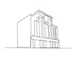 © Line addict - Continuous line art drawing of architecture building design. Modern building architecture single line art drawing vector illustration. Editable stroke.