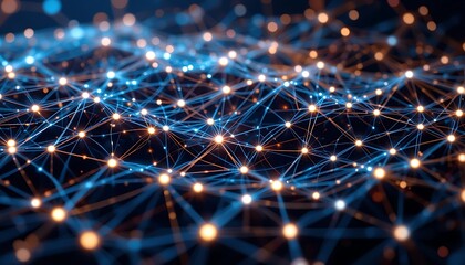 Poster - Illuminated Network Nodes Forming A Complex Interconnection