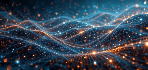 Poster - Abstract Network Data Visualization Showing Interconnected Nodes