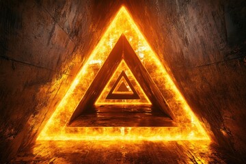 Fototapete - Distorted glowing triangle cyberpunk style futuristic geometry shape stock photo . triangle shape,futuristic,glowing