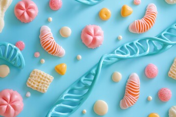 Poster - DNA strand background with abstract blue backdrop . science,abstract backgrounds