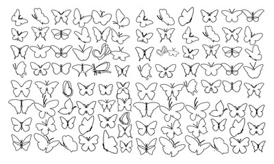 Wall Mural - Linear flat butterfly outline pack