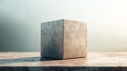 Poster - Concrete cube standing on marble surface with backlight