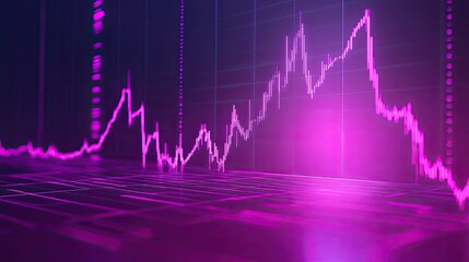 Poster - A minimalist glowing stock chart showing upward trends on a futuristic background.