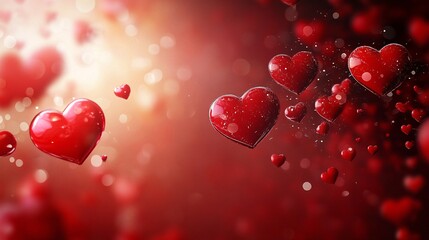 Poster - Red hearts floating on a valentine's day background