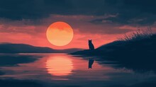 猫のシルエットの夕日 無料画像 - Public Domain Pictures
