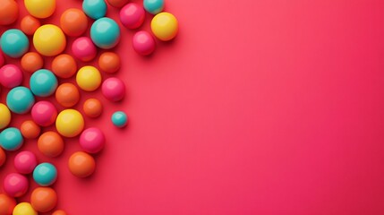 Poster - Colorful spheres creating vibrant pattern on pink background