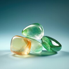 Poster - Vibrant polished gemstones display studio setting radiant colors close-up view premium aesthetic