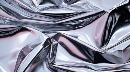 Poster - Crumpled metallic paper abstract reflections artistic background unique tone creative close-up view